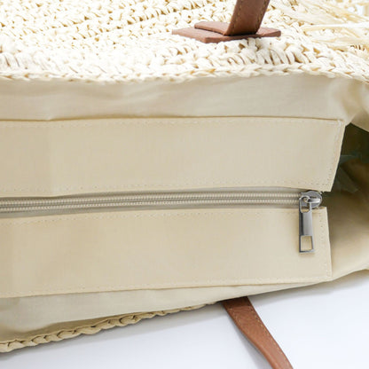 Strandtasche Aus Handgewebtem Stroh mit Fransen Brehn