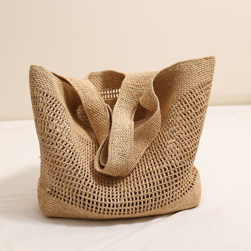 Damen Handgeknüpfte Strandtasche aus natürlichem Bastmaterial Brehn