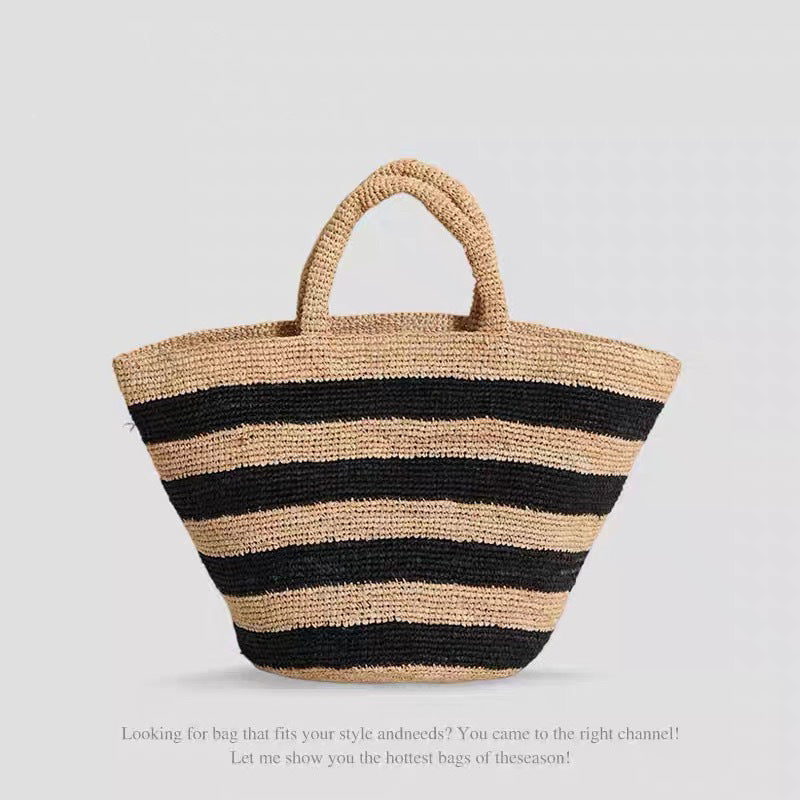 Handgewebte Strandtasche Im Modernen Streifenmuster Brehn