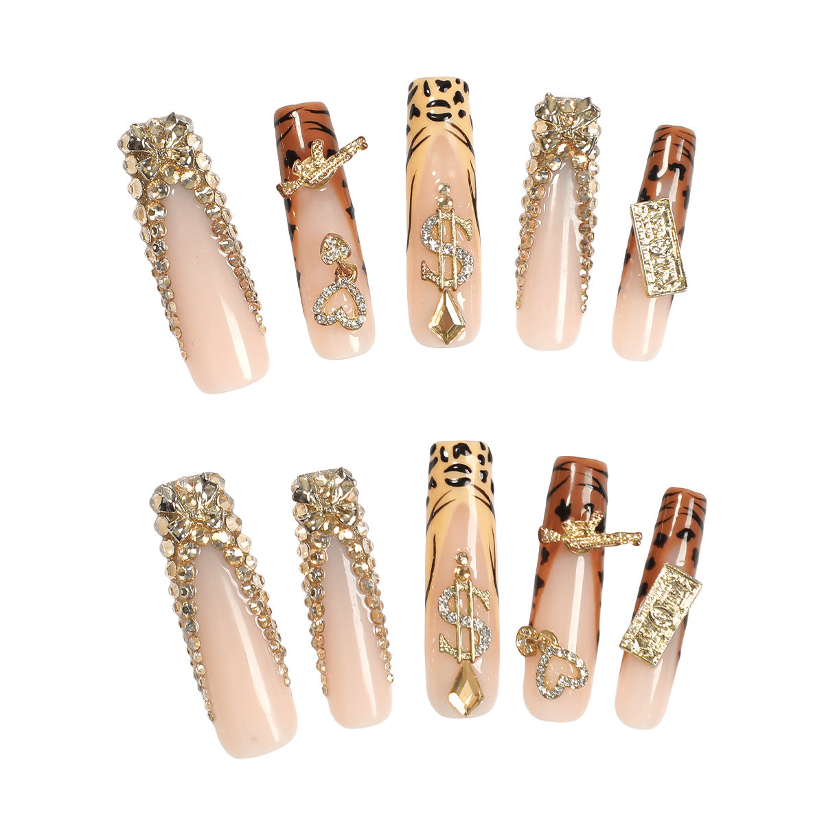 Kunstnagelset mit luxuriösen Glitzer- und Tiermotiven Brehn
