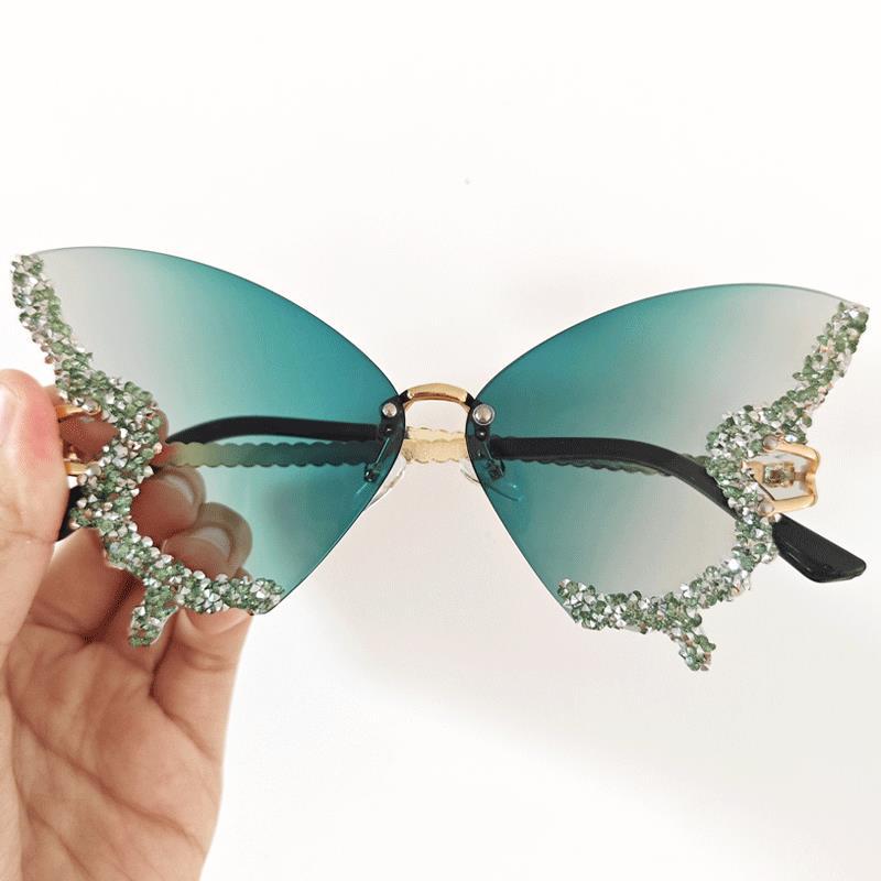 Damen extravagante Sonnenbrille mit funkelndem Butterfly-Design Brehn