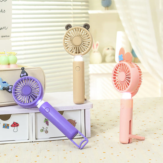 Damen Tragbarer Handventilator mit LED-Beleuchtung und süßem Tierdesign Brehn