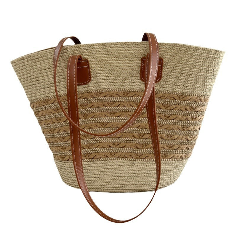 Handgefertigte Basttasche mit Eleganten Lederakzenten Brehn