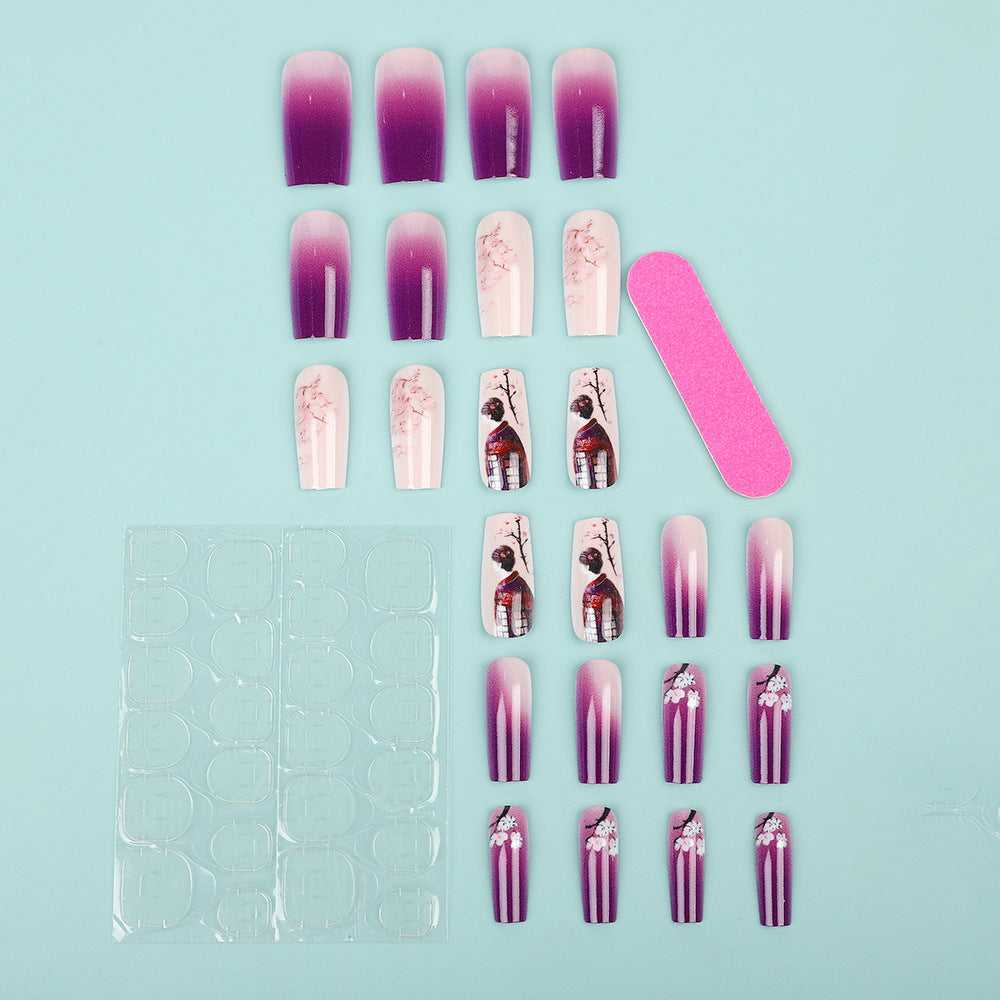 Elegantes Kunstnägel Set mit Ombre-Design und künstlerischen Akzenten Brehn