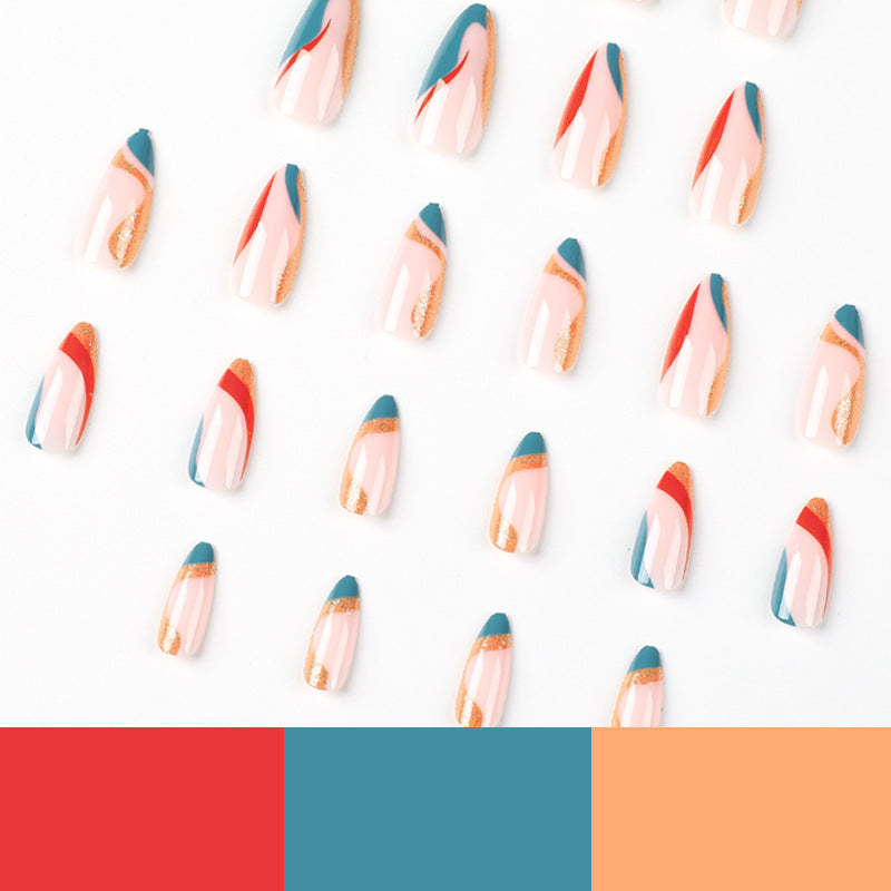 Künstliche Nagelkunst mit kreativem Farbverlauf und Glitzerelementen Brehn