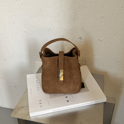 Gewebte Leder Eimer-Handtasche