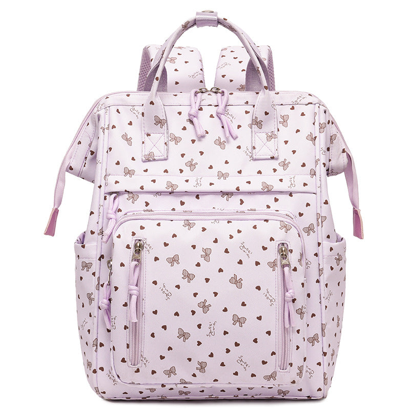 Stylischer Herz-Print Multi-Taschen Rucksack Brehn