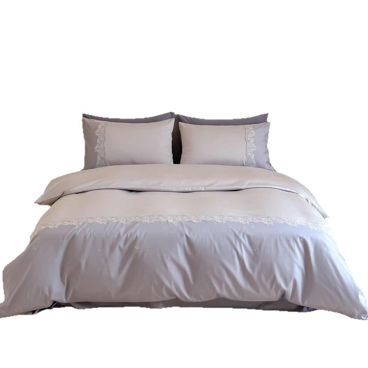 Luxuriös gesticktes Satin Bettbezug-Set