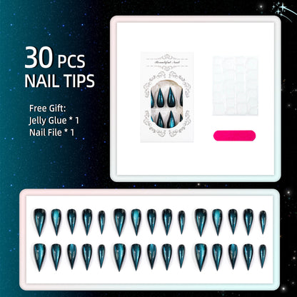 Premium Press-On-Nagelset mit Tropfen-Design