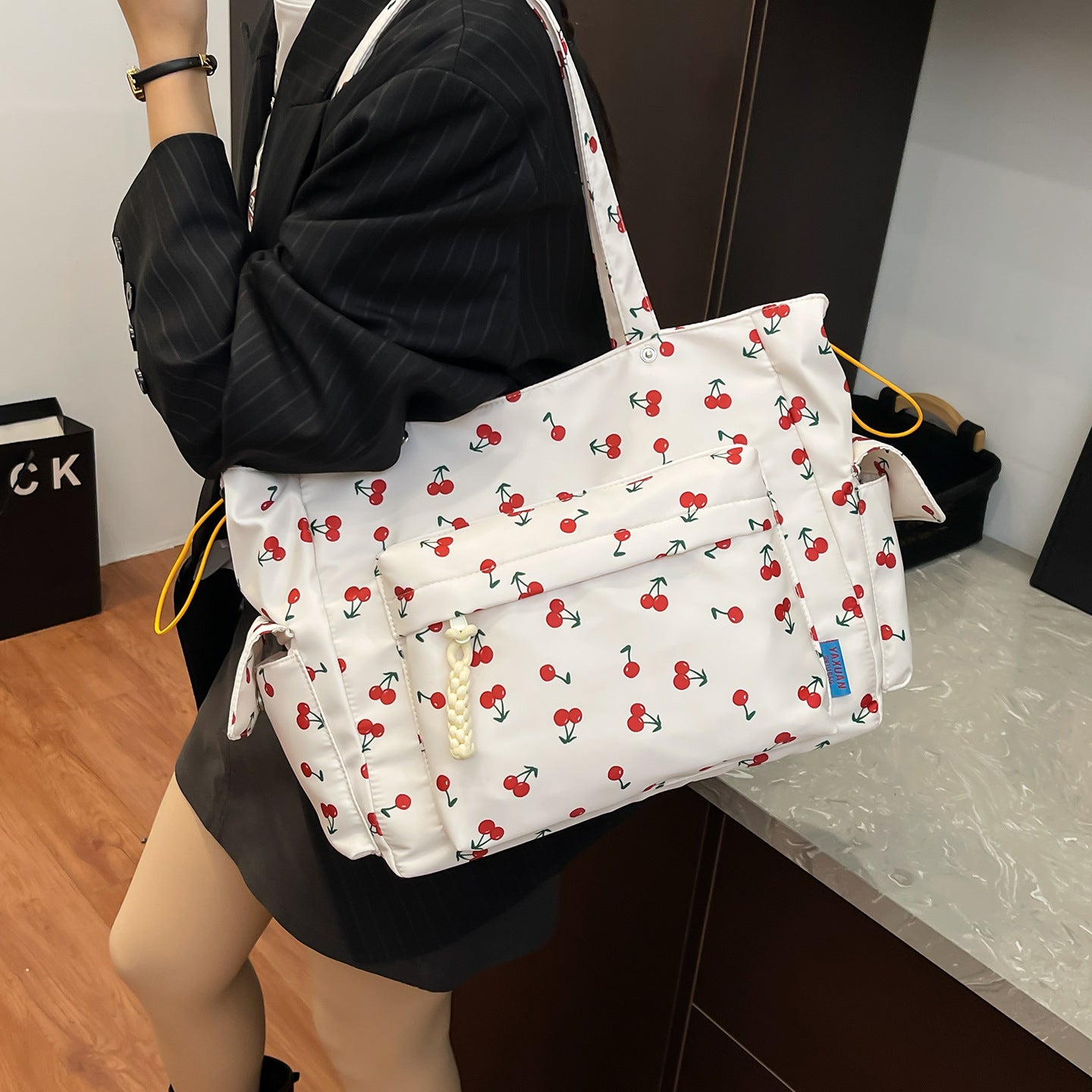 Cherry Print Mehrfach-Taschen Tragetasche Brehn