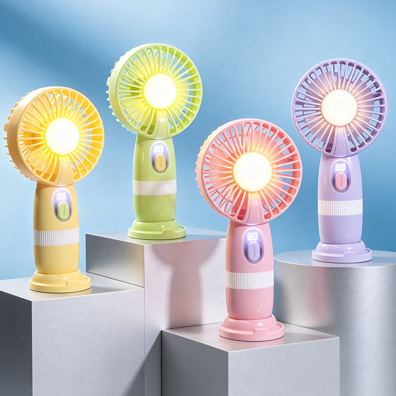 Damen Tragbarer USB-Lüfter mit LED-Beleuchtung und digitaler Anzeige Brehn