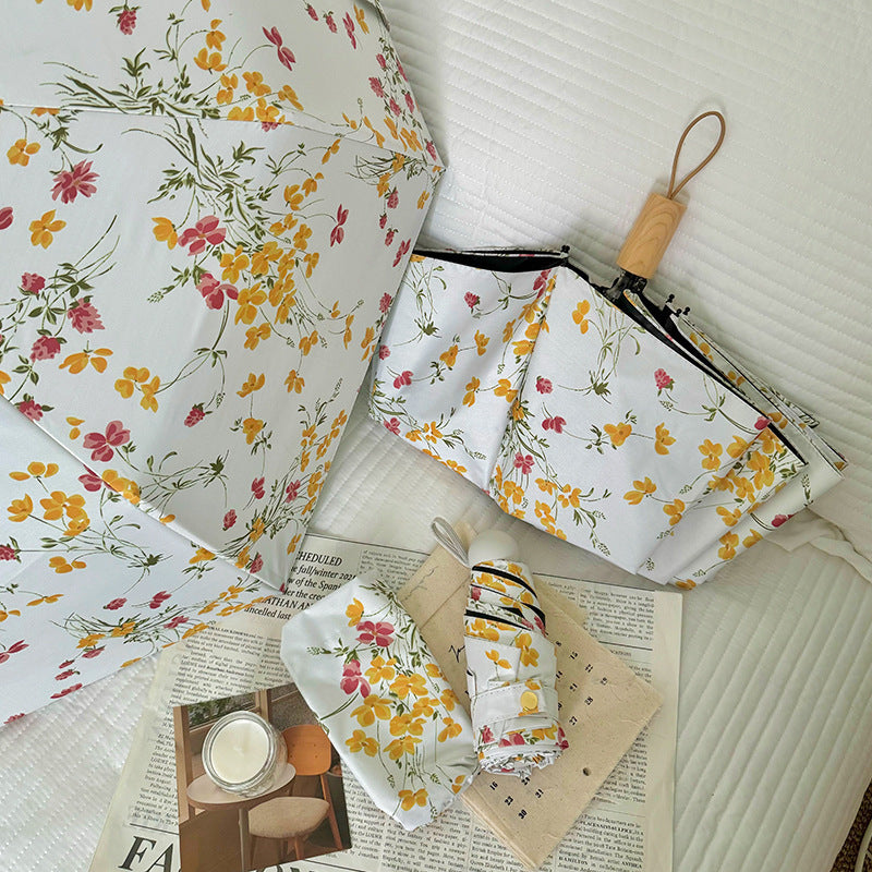 Damen Faltbarer Sonnenschutzschirm mit Blumendesign Brehn