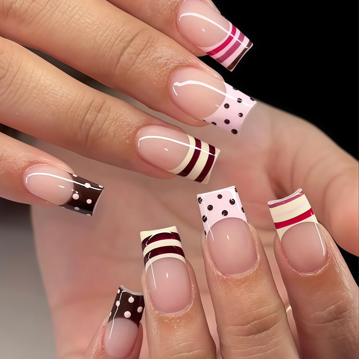 Dekorative lange Press-On Nagelkunst Tipps Brehn