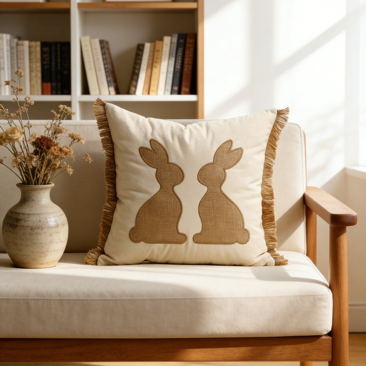 Geplüschtes Bunny Applikation Nackenstützkissenbezug mit Pom-Pom Schwanz
