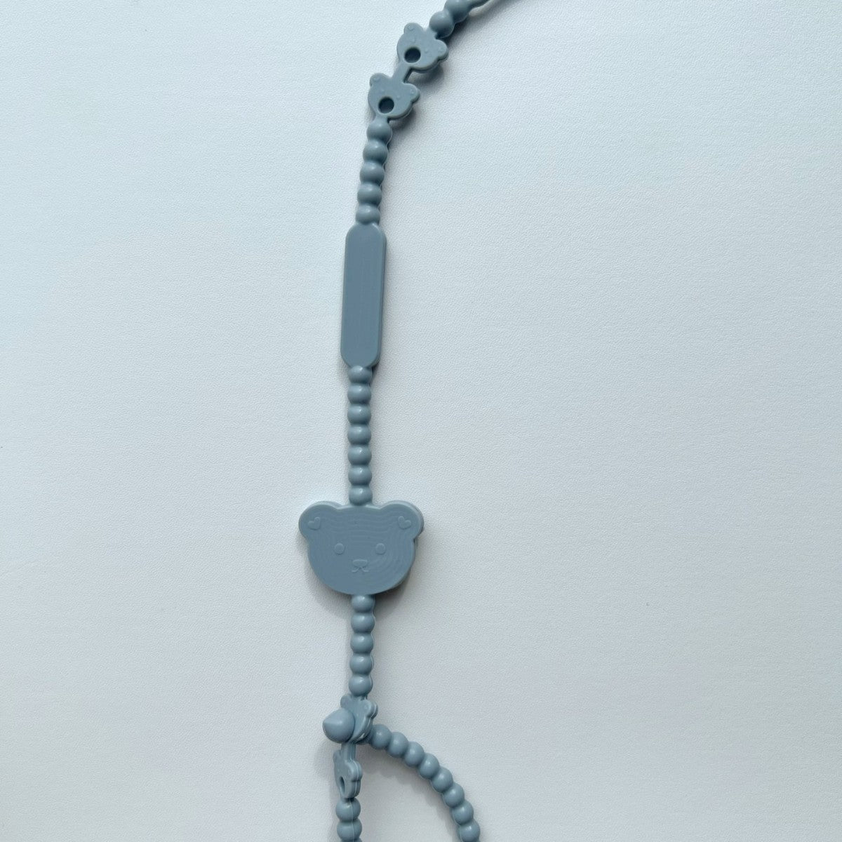 Silikonperlen Schnullerkette mit Bär Beißring und Schnellverschluss Sicherheitsclip