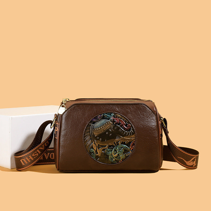 Vintage-inspirierte Leder-Crossbody-Tasche Brehn