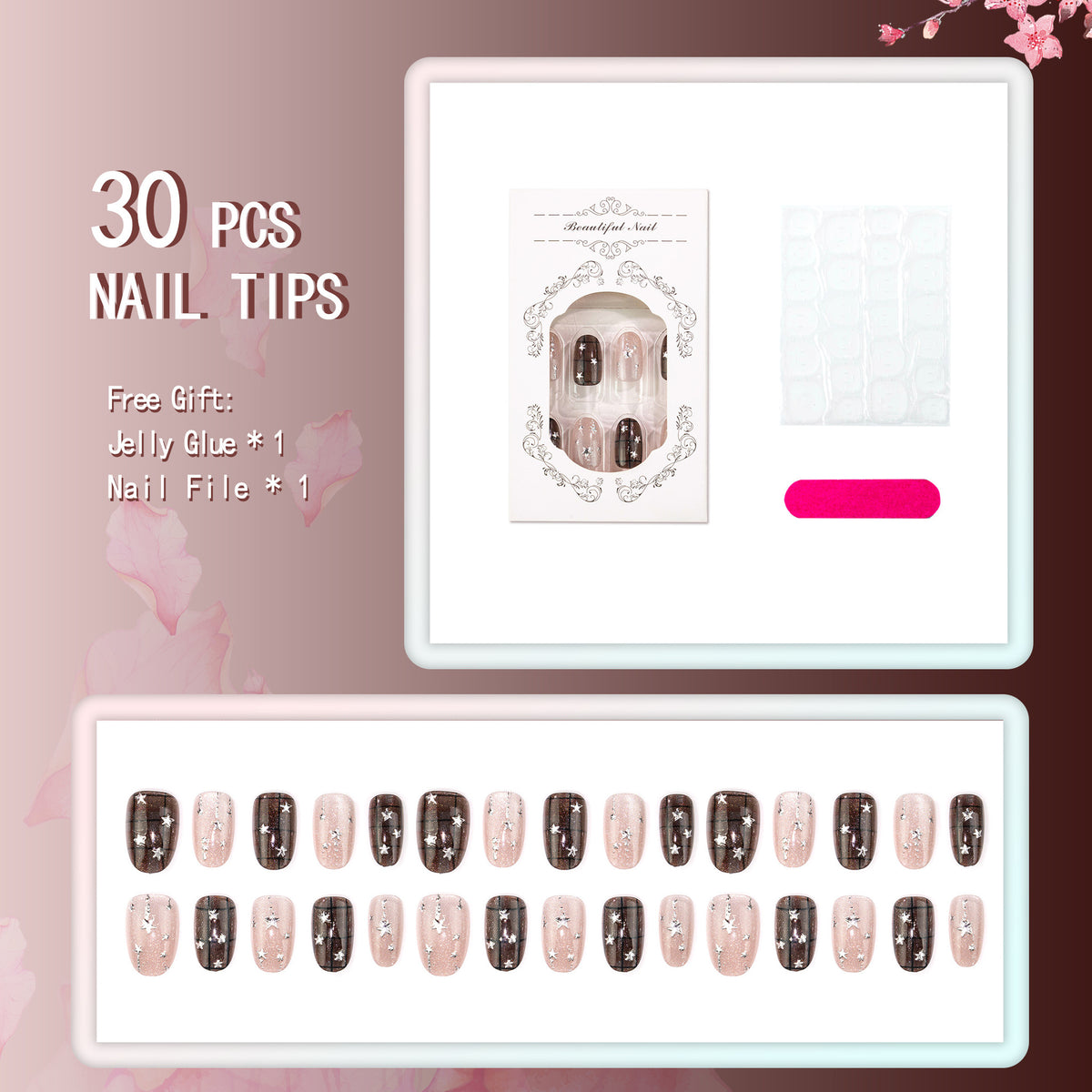 Künstlerisches Sternenhimmel Design Press-On Nagelset
