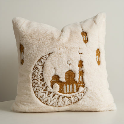 Luxuriöser Zierkissenbezug aus Kunstfell mit reliefiertem Mandala-Motiv Brehn