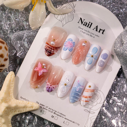 Elegante 3D Blumen Press-On Nagelset