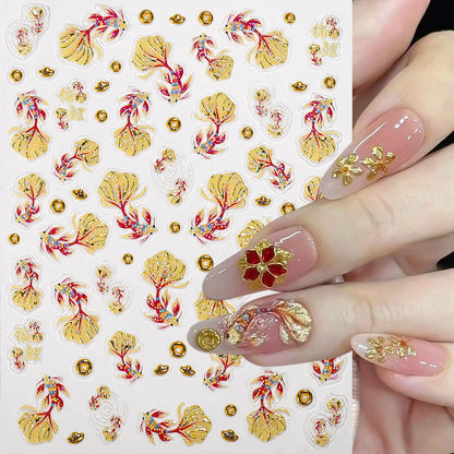 Goldfisch Nagelkunst Aufkleber