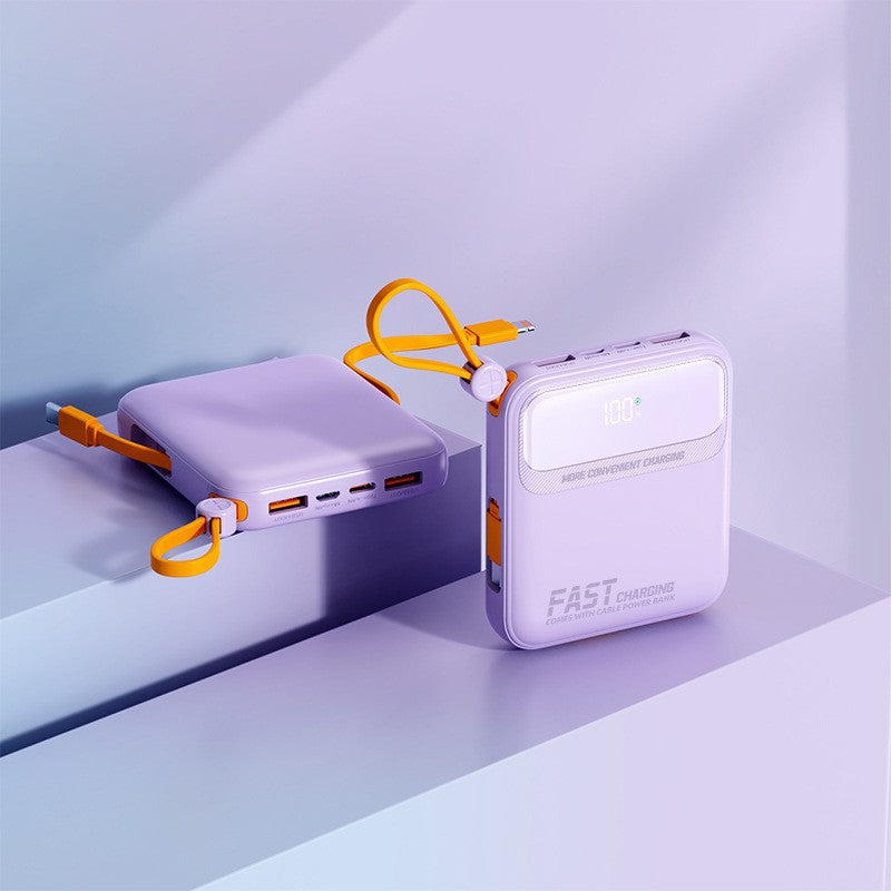 Kompakte Powerbank mit Integriertem Kabelmanagement und Digitaler Ladestandsanzeige Brehn