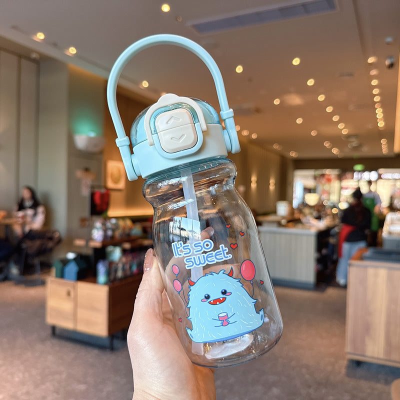 Damen Lustige Kunststoff-Trinkflasche mit integrierter Trinkhalmfunktion Brehn