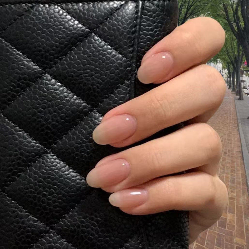 Natürliche glänzende mandelförmige Press-On-Nagelspitzen Brehn