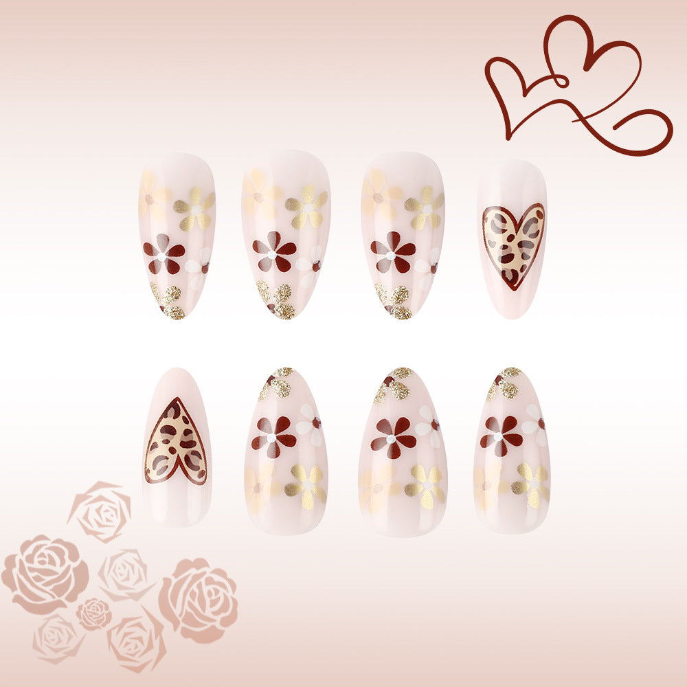 Künstlerisches Blumen-Design Press-On Nägel Brehn