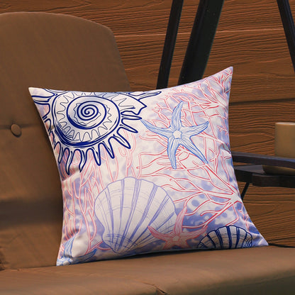 Quadratischer Dekorativer Kissenbezug mit maritimem Seestern‑Print aus pflegeleichtem Polyester Brehn