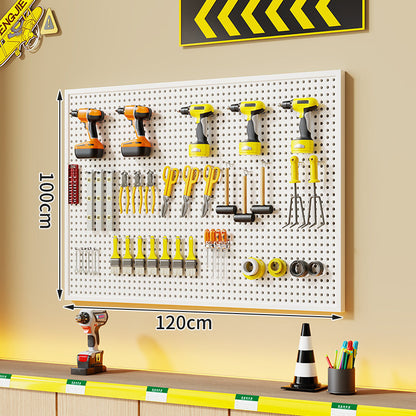 Wandmontierter perforierter Metallwerkzeug-Pegboard-Organizer mit Magnetstreifen und Mehrfachhaken