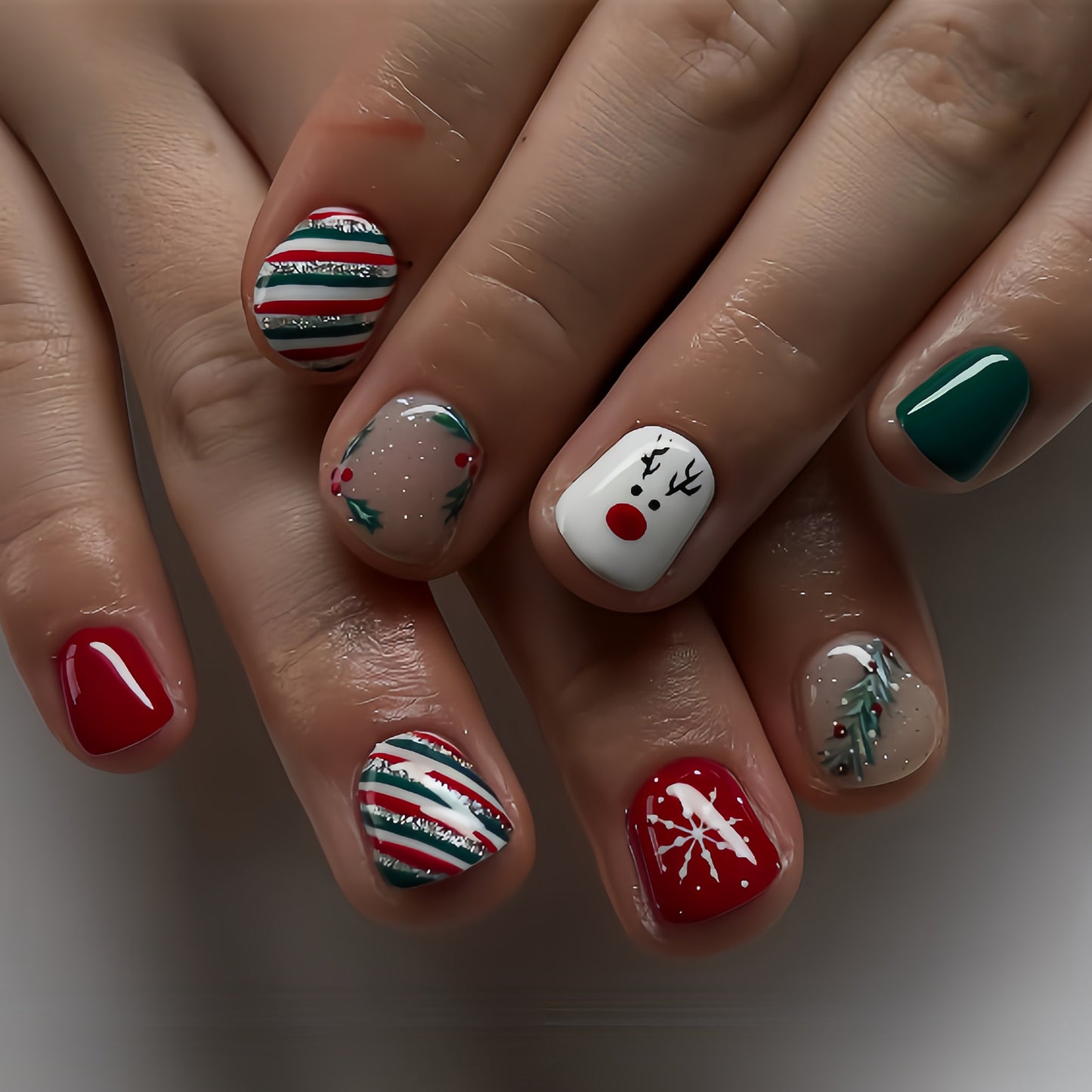 Festliche Feiertags-Themen Press-On Nail Art Brehn