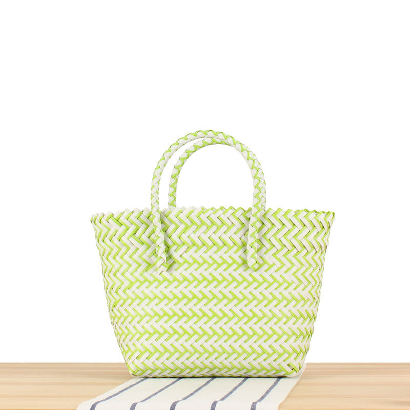 Tragetasche Aus Handgewebtem Naturmaterial mit Geflochtenem Design Brehn