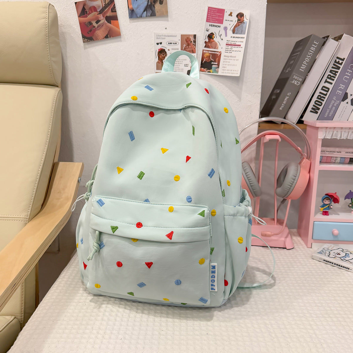 Stylische Mehrfarbige-Pünktchen-Rucksack Brehn
