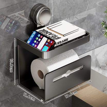 Platzsparender Suction-Mount-Toilettenpapierhalter mit rutschfester Telefonablage und verborgenem Rollenfach