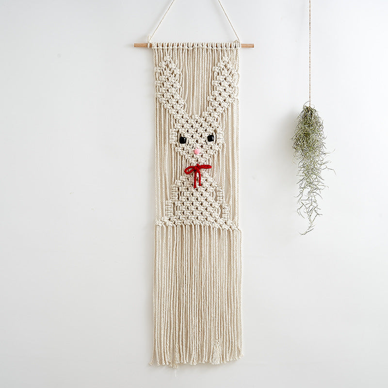 Verspielte Makramé Kaninchen Wandbehang Brehn