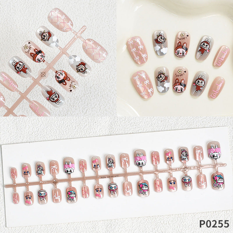 Verspielte Themen Press-On Nagelkunst Brehn