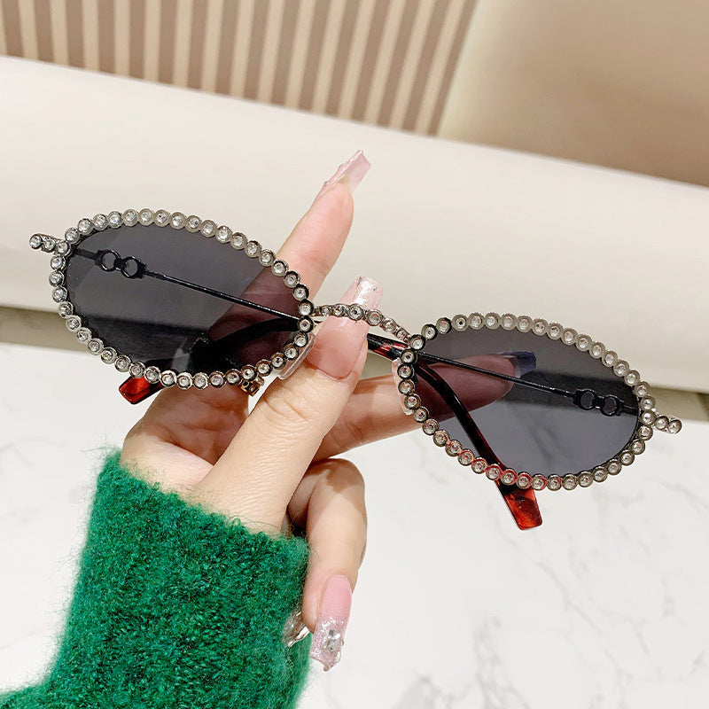 Damen Designer-Brillengestell mit extravagantem Perlenrahmen Brehn