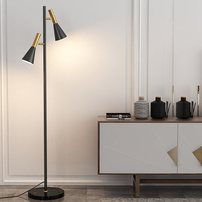 Verstellbare Stehlampe mit doppelten Schirmen