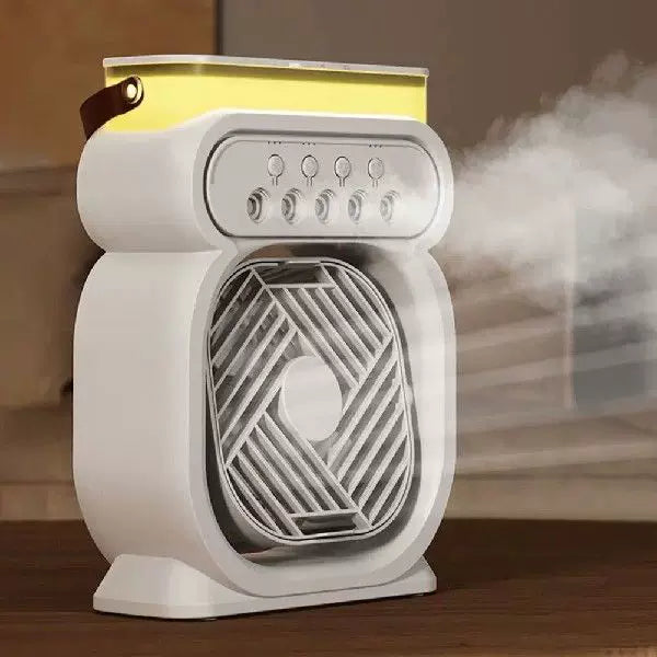 Unisex Einheitsgröße tragbarer wiederaufladbarer verdampfender Desktop-Luftkühler und Ventilator mit Leder-Tragegriff Brehn