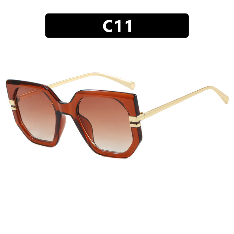 Damen geometrische Sonnenbrille mit luxuriösem goldenen Rahmen und polarisierenden Gläsern Brehn