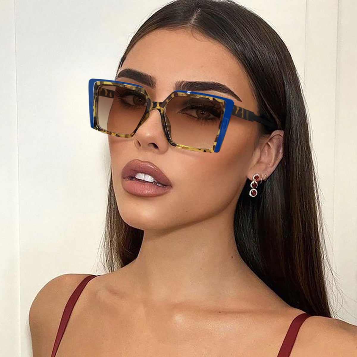 Damen elegante quadratische Sonnenbrille mit verspiegelt Gläsern Brehn