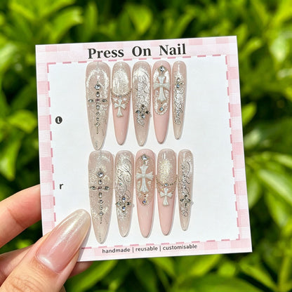 Anpassbare Glitter-Akzent Press-On Nägel