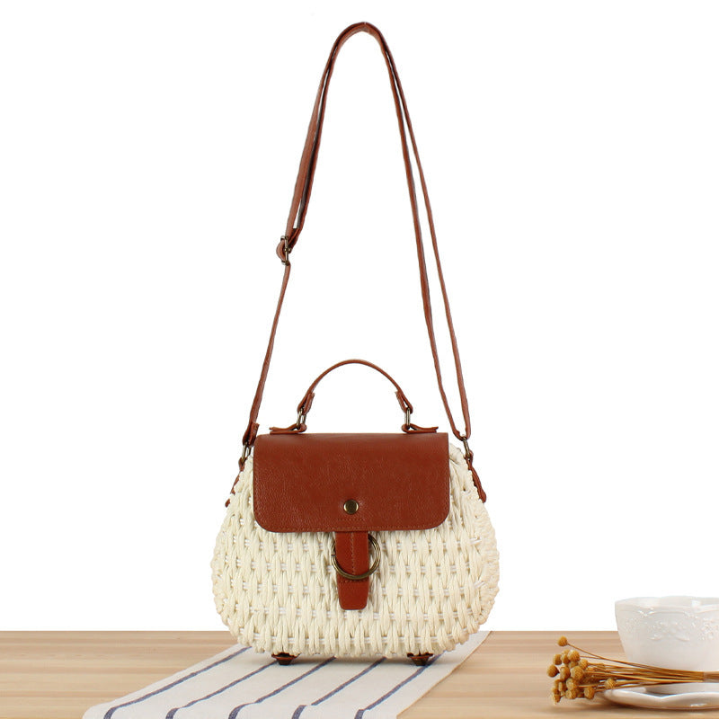 Handtasche mit Elegantem Lederdeckel und Geflochtenem Design Brehn