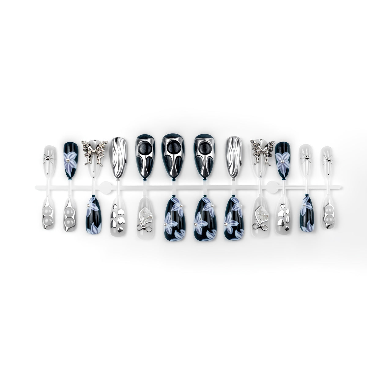 Geometrisches Metall Press-On Nagelkunst Set Brehn