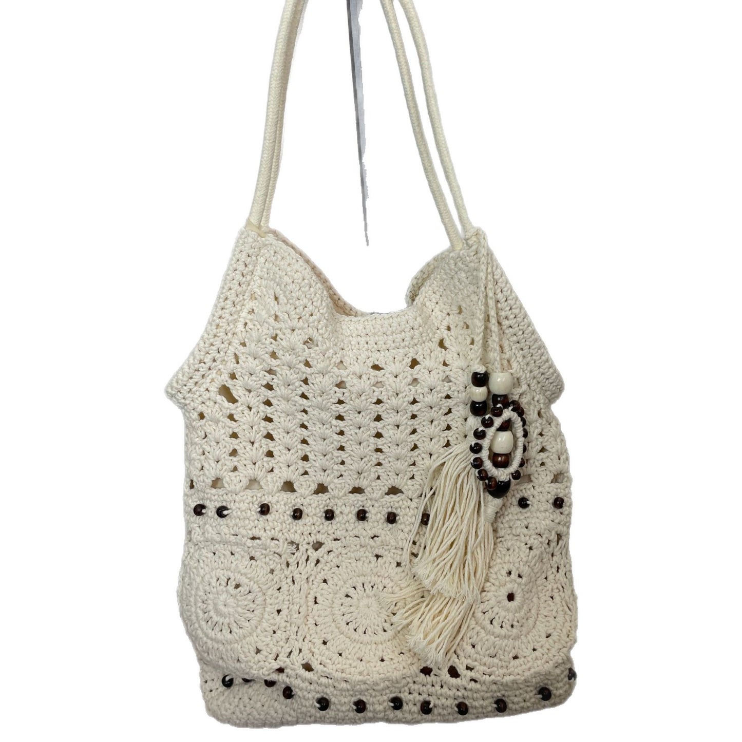 Modische Makramee Tasche mit Detaillierter Perlenverzierung Brehn
