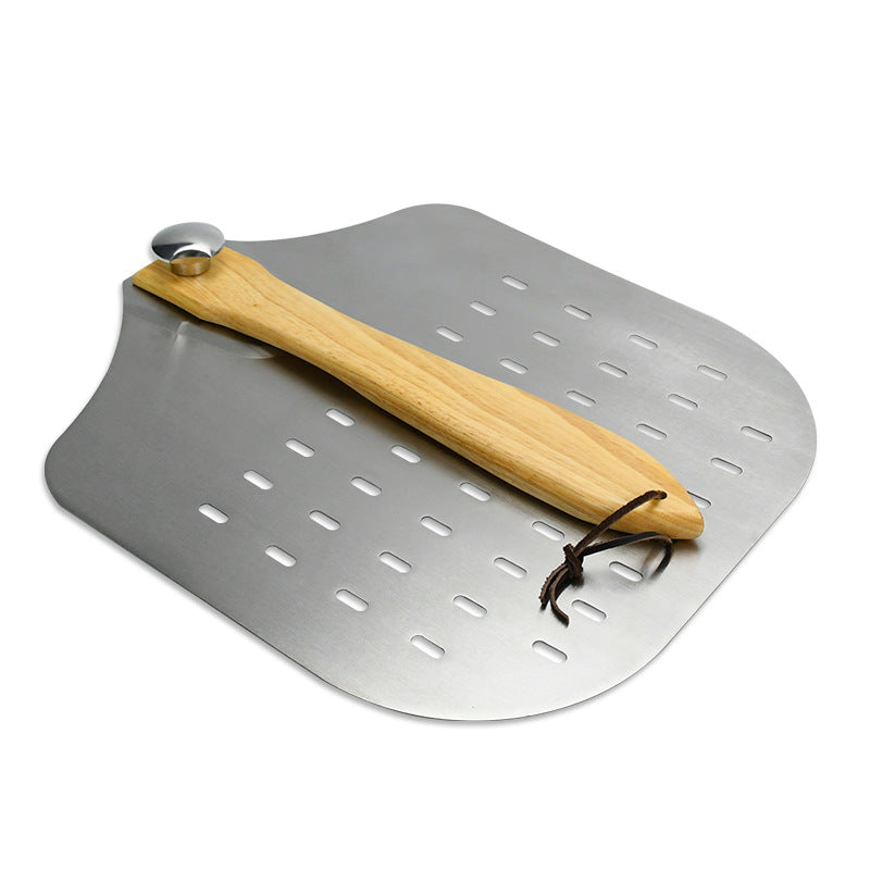 perforierte Edelstahl-Pizzaschaufel mit ergonomischem Holzgriff Brehn