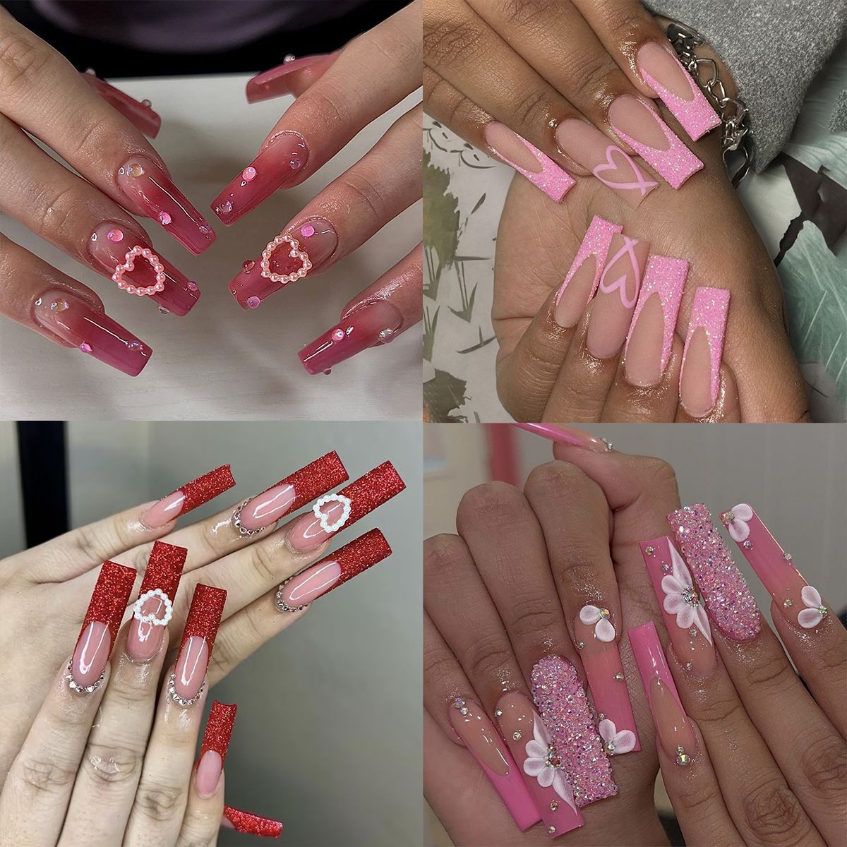 Künstlerisches Press-on-Nagelset mit Herz- und klassischen Designs Brehn