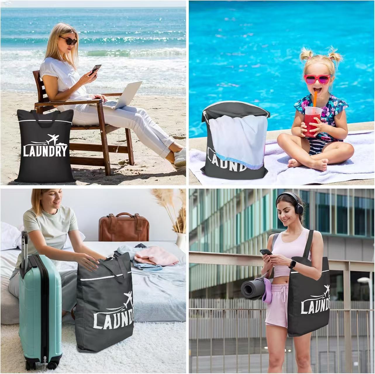 Stylische Wäsche Tasche mit Reißverschluss Brehn