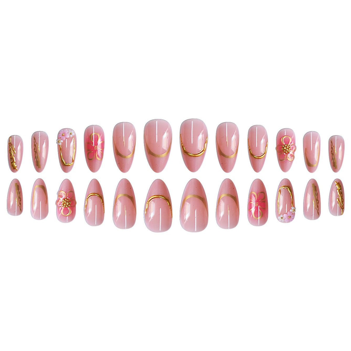 Dekorative Florale Press-On Nagelkunst Set Brehn