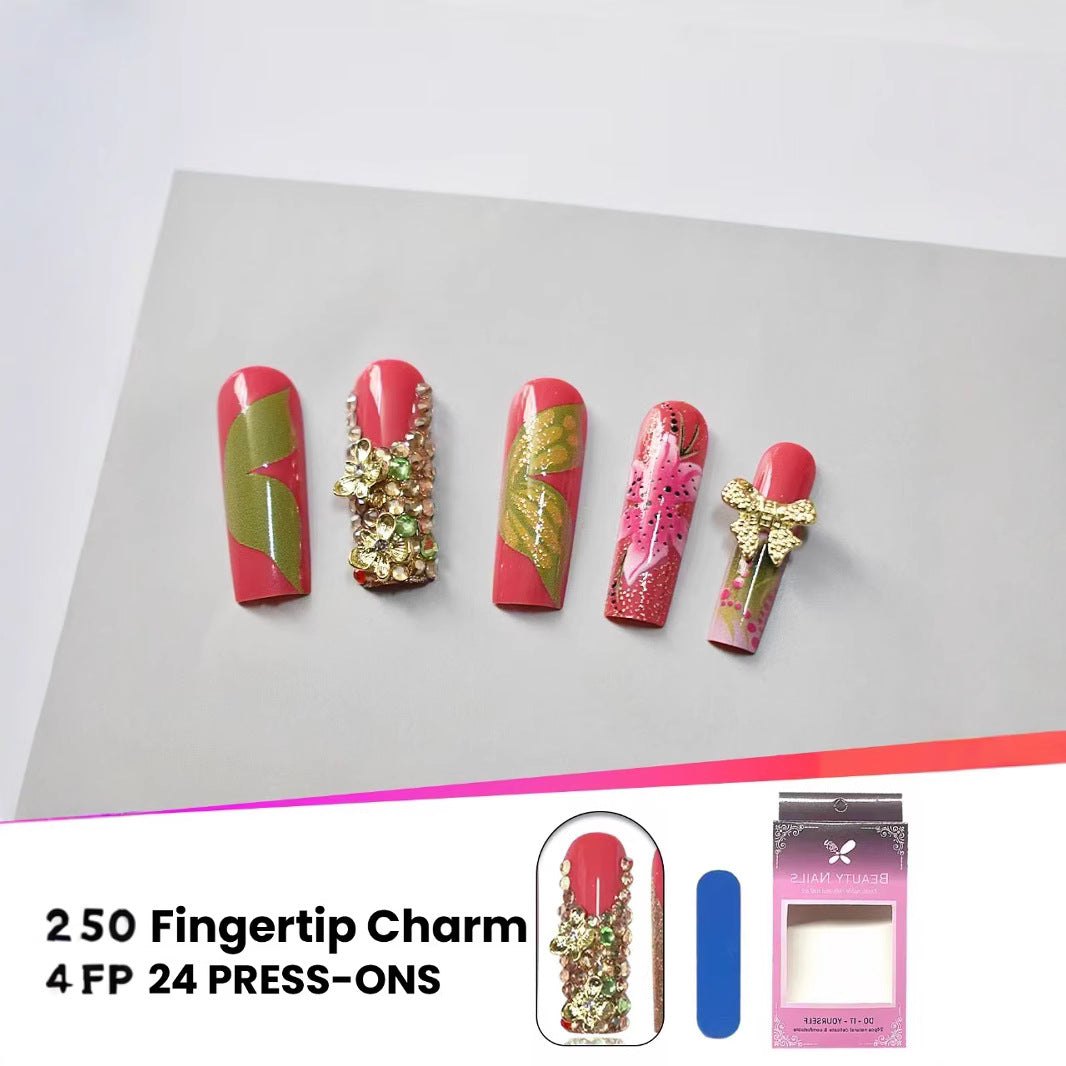 Künstlerisches florales Press-On-Nagelset Brehn